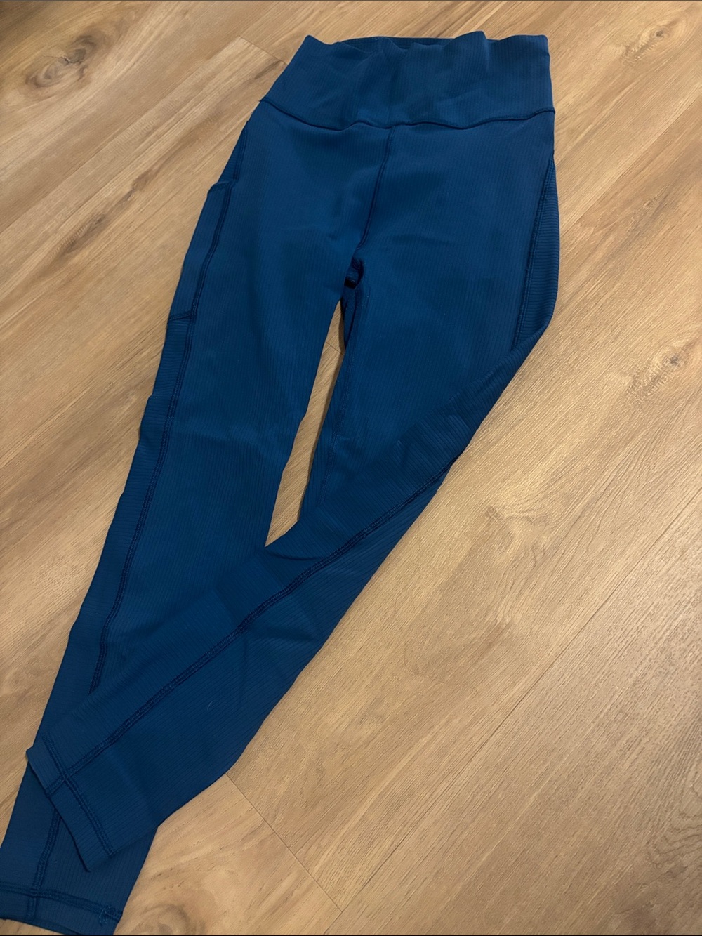 Navy Blue Ribbed Active Leggings